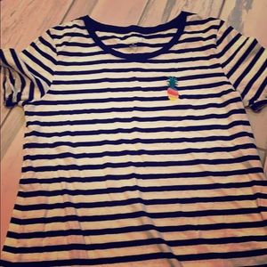 black and white striped tee with pineapple